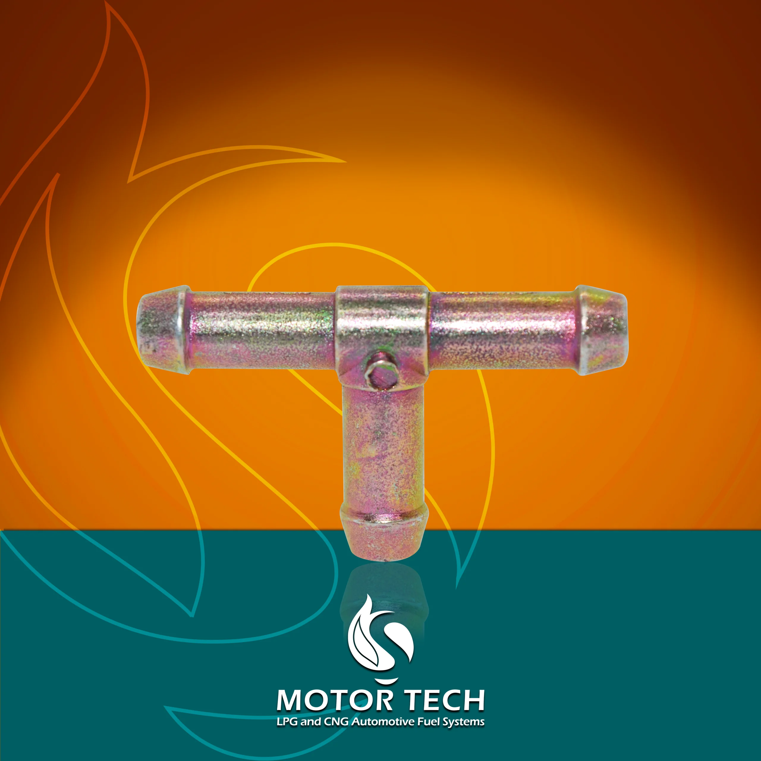 Te de agua metálico